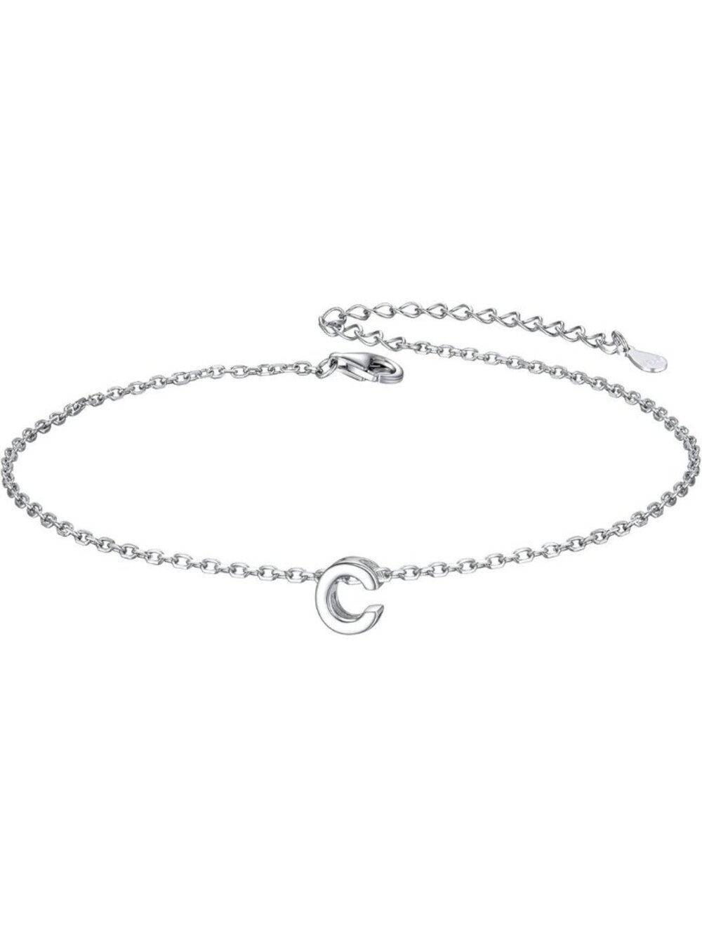 Letter C Initial Bracelet 925 Sterling Silver Letter Bracelet Dainty